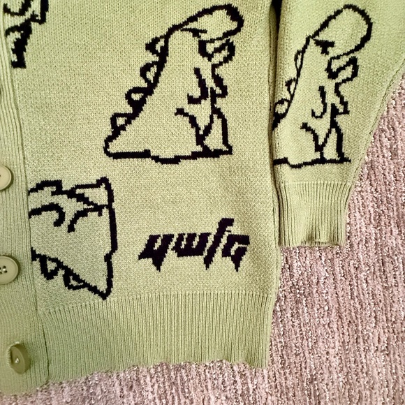 Aelfric Eden Dinosaur Cardigan Sweater Size Small Green - Picture 7 of 11